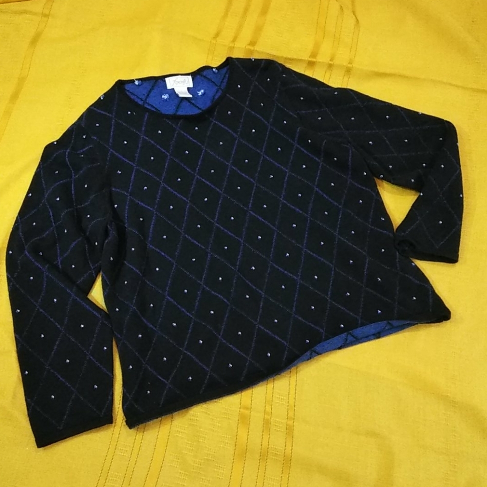 Foxcroft L blue womens sweater longsleeve pullover